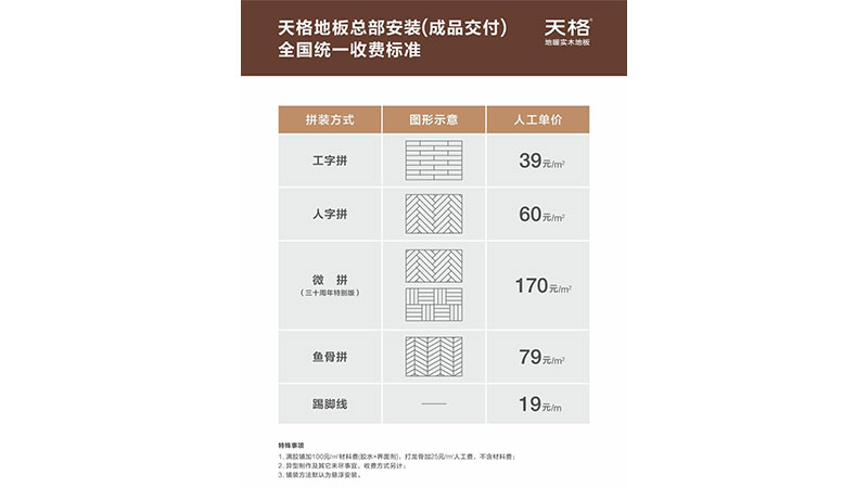 讓服務(wù)價(jià)值更客觀(guān)｜天格地板公布總部安裝全國(guó)統(tǒng)一收費(fèi)標(biāo)準(zhǔn)